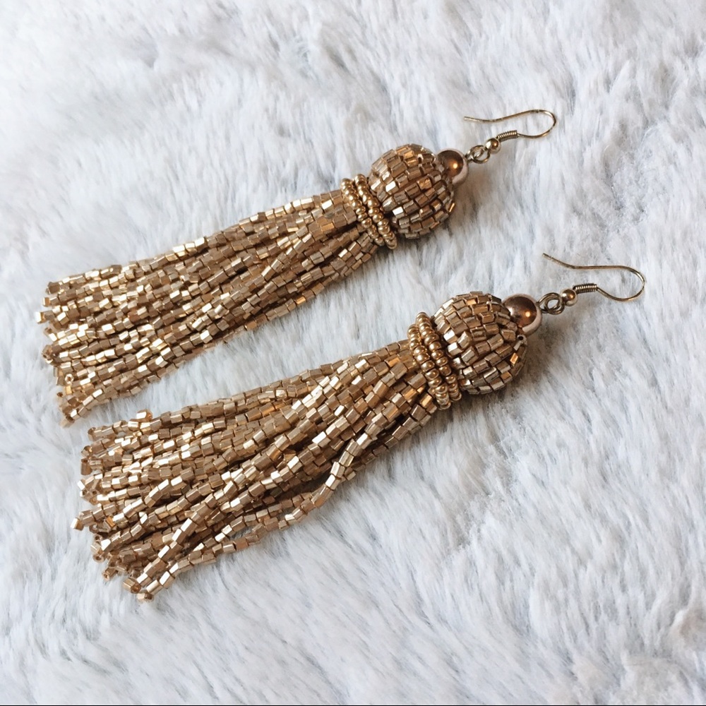 Gold beaded dangly earrings from H&M